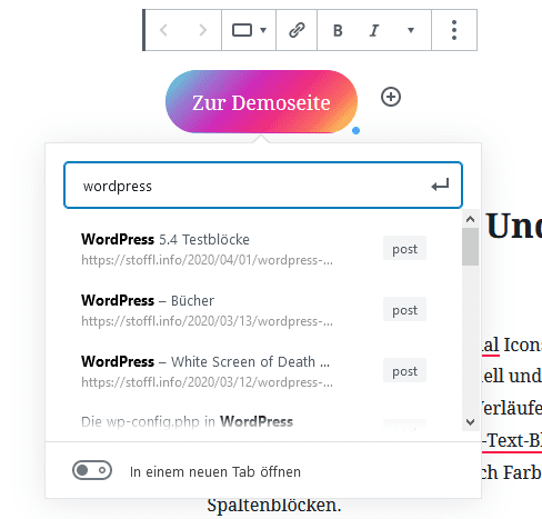 , WordPress 5.4 Testblöcke