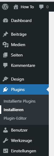 Plugins installieren Menü